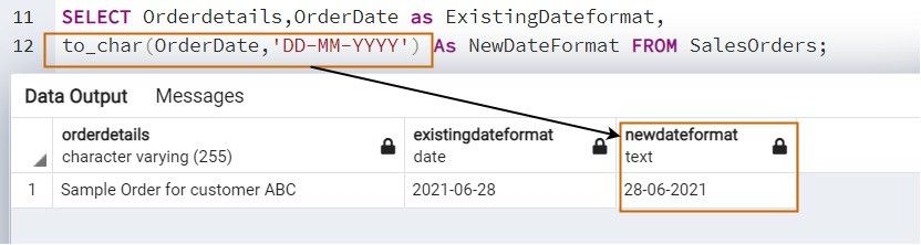 Data output messages